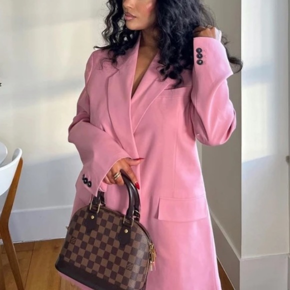 ZARA limited edition oversized double breasted pink blazer blogger favorite - Picture 7 of 14